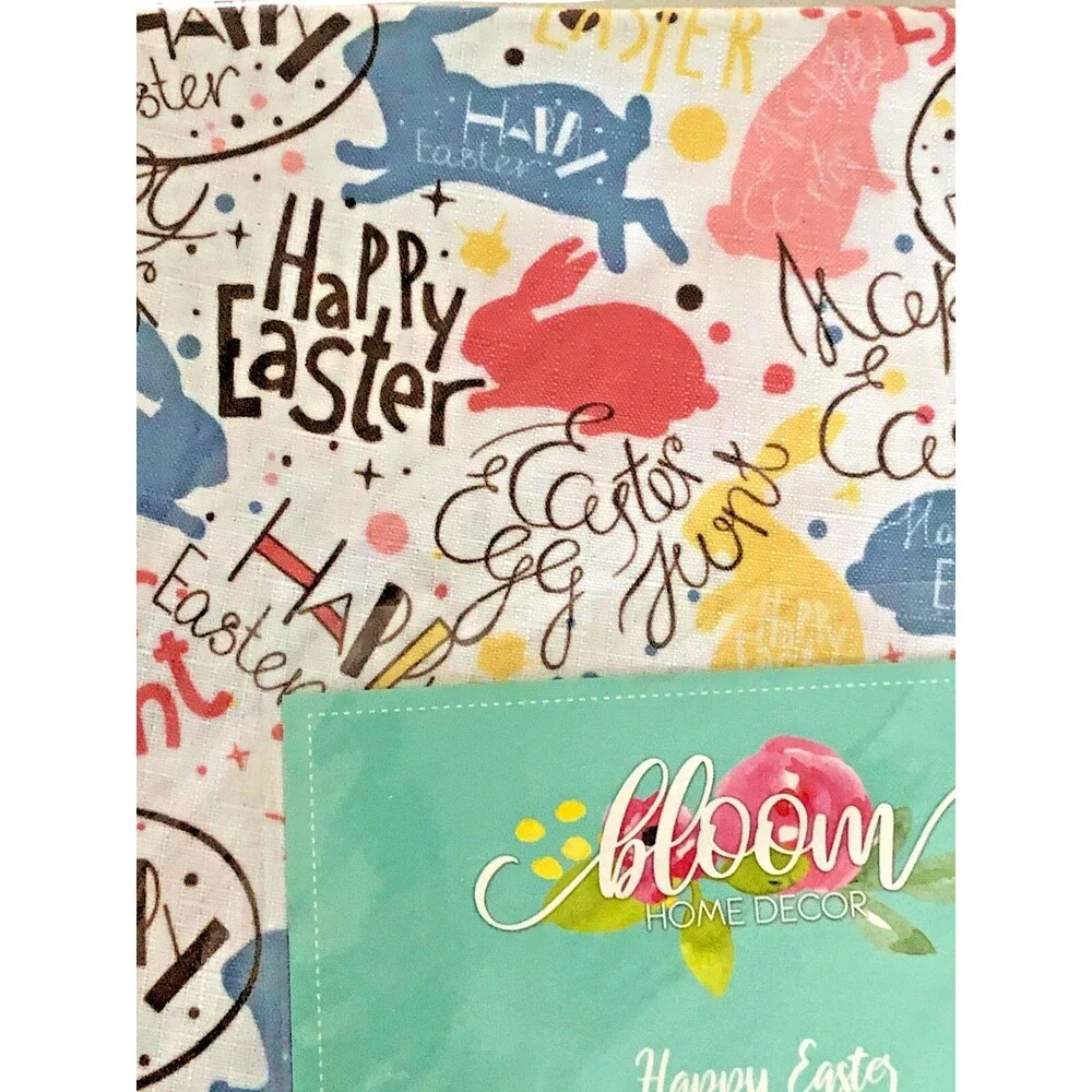 Happy Easter Bunny Rabbit Fabric Tablecloth 60